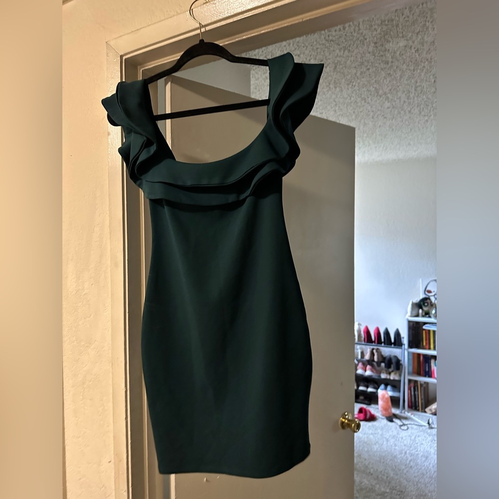 Mind Code Green Ruffle Dress Size Small - Picture 14 of 16